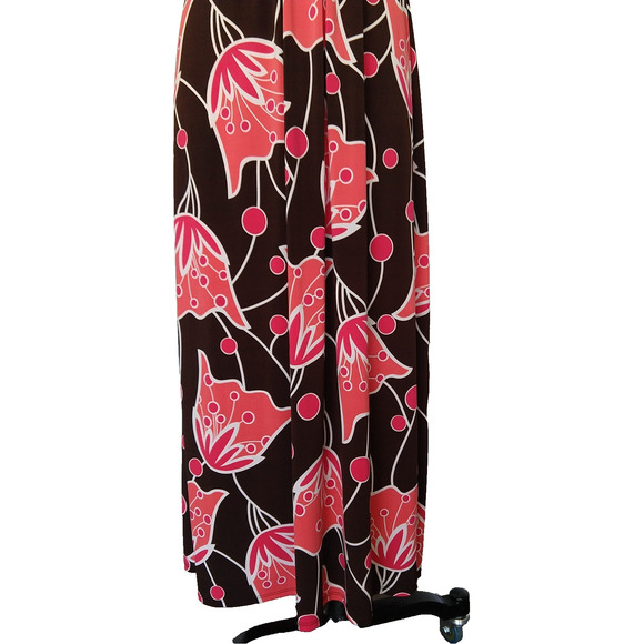 Vintage 90s Y2K B Smart Floral Maxi Dress Size 4 S Brown Pink Empire Sleeveless - Picture 5 of 8